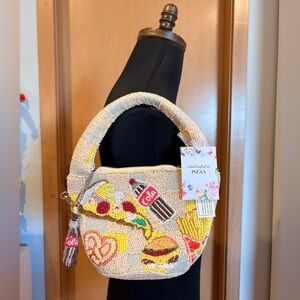 Fast Food/Snacks Beaded Shoulder Bag